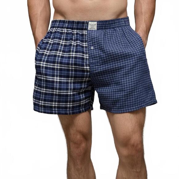 AEO Stretch Plaid Classic Boxer Short American Eagle NWT Navy Small - Picture 3 of 5